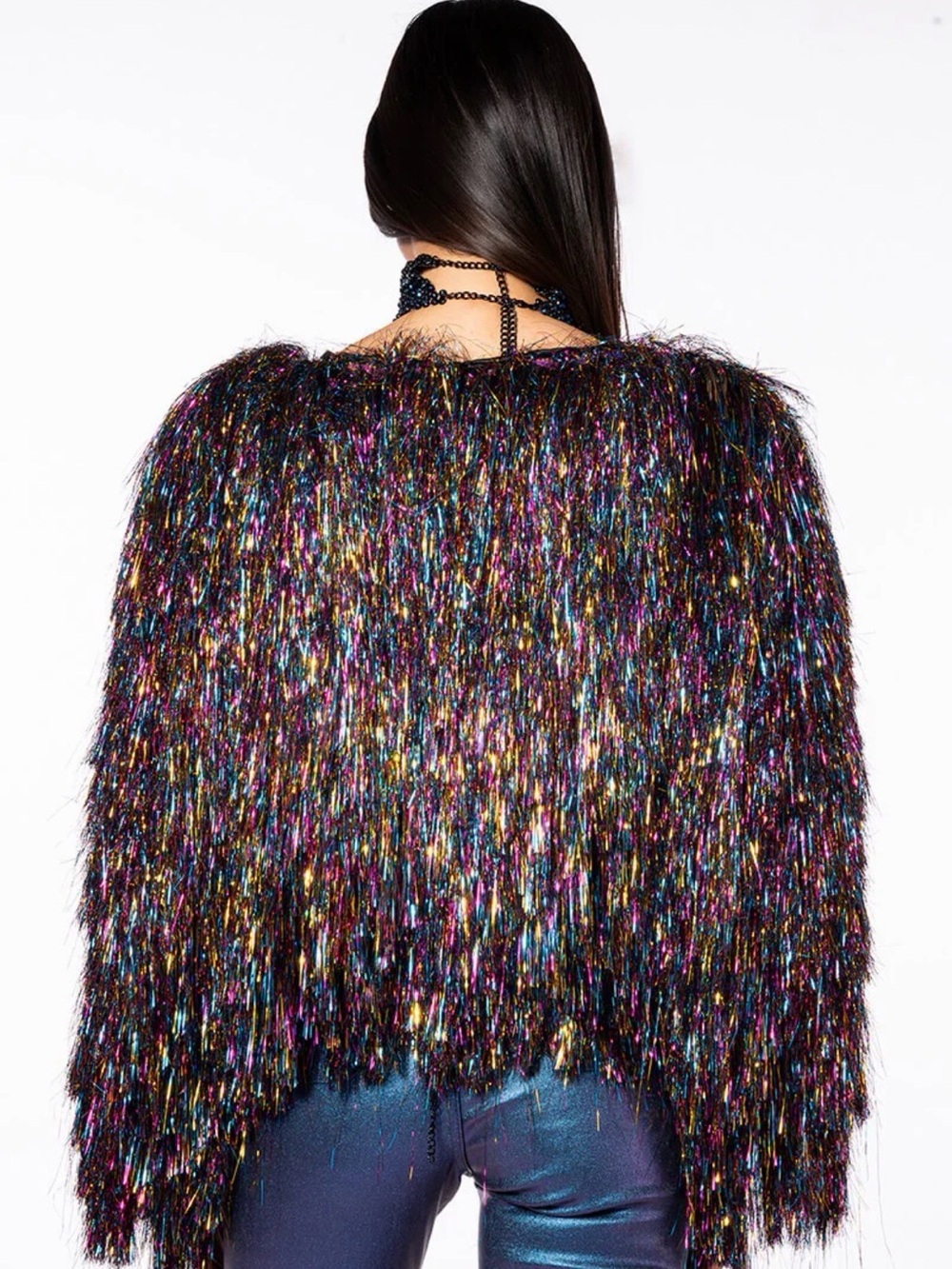 Azalea Wang I’m So Fancy Multicolor Metallic Fringe Tinsel Jacket- Altar’d State - Picture 2 of 7